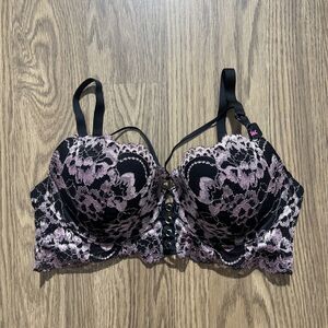 NWT La Senza Deva Demi Black Pink Lace Bra Grunge Bralette Sz 36C